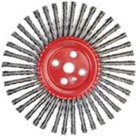 Brosse &agrave; fils nou&eacute;s pour cordons de soudure, Dia. 12", Fils 0,035", Arbre 1", Acier Maritime Industrial Rubber
