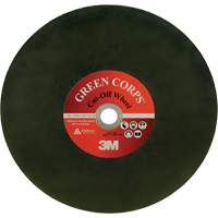 Green Corps Cut Off Wheel, 13-9/10" x 0.118", 1" Arbor, Ceramic, 20000 RPM Maritime Industrial Rubber