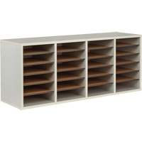 Adjustable Compartment Literature Organizer, Stationary, 24 Slots, Wood, 39-1/4" W x 11-3/4" D x 16-1/4" H Maritime Industrial Rubber