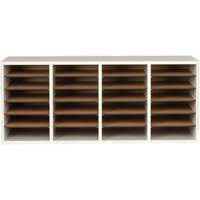 Adjustable Compartment Literature Organizer, Stationary, 24 Slots, Wood, 39-1/4" W x 11-3/4" D x 16-1/4" H Maritime Industrial Rubber