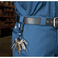 Split Ring Key Holder, Zinc Alloy Metal, 4-1/2" Cable, Carabiner Attachment Maritime Industrial Rubber