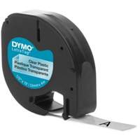 Labels for LetraTag Plus LT100-H, 12 mm x 157-12/25", Black on Clear Maritime Industrial Rubber