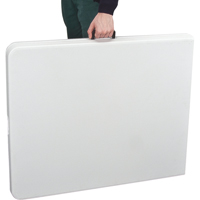 Fold-in-Half Table, Rectangular, 72" L x 30" W, Polyethylene, White Maritime Industrial Rubber