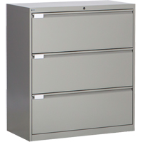 Lateral Filing Cabinet, Steel, 3 Drawers, 36" W x 18" D x 40-1/16" H, Grey Maritime Industrial Rubber