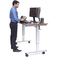 Adjustable Stand-Up Workstations, Stand-Alone Desk, 48-1/2" H x 59" W x 29-1/2" D, Walnut Maritime Industrial Rubber