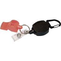 D&eacute;rouleur autor&eacute;tractable pour carte d'identit&eacute; et cl&eacute;s avec sifflet, M&eacute;tal en alliage de zinc, C&acirc;ble 24", Fixation Mousqueton Maritime Industrial Rubber