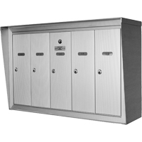 Boîtes aux lettres plateforme unique, Fixation Mural, 16" x 5-1/2", 8 portes, Aluminium Maritime Industrial Rubber