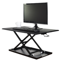 Adjustable Stand-Up Desk, Desktop Unit, 15-3/4" H x 31-1/2" W x 22-1/2" D, Black Maritime Industrial Rubber