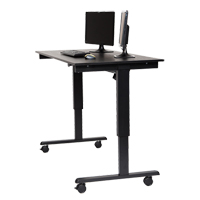 Adjustable Stand-Up Desk, Stand-Alone Desk, 45-1/4" H x 29-1/2" D, Black Maritime Industrial Rubber