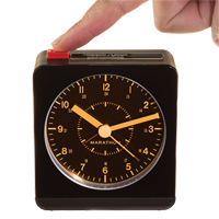 Desk Alarm Clock, Analog, Battery Operated, 3.5" W x 1.5" D x 3.75" H, Black Maritime Industrial Rubber