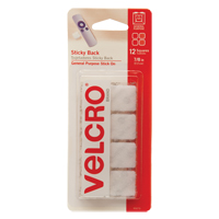 Attaches en carr&eacute;e, Boucle et crochet, 7/8" dia., Adh&eacute;sif, Blanc Maritime Industrial Rubber
