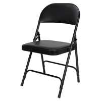 Chaise pliante rembourr&eacute;e en vinyle, Acier, Noir, Capacit&eacute; 300 lb Maritime Industrial Rubber