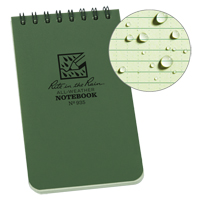 Pocket Top-Spiral Notebook, Soft Cover, Green, 100 Pages, 3" W x 5" L Maritime Industrial Rubber