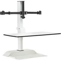 Soar Sit/Stand Electric Desk with Dual Monitor Arm, Desktop Unit, 37-1/4" H x 27-3/4" W x 22" D, White Maritime Industrial Rubber