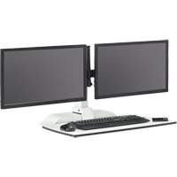 Soar Sit/Stand Electric Desk with Dual Monitor Arm, Desktop Unit, 37-1/4" H x 27-3/4" W x 22" D, White Maritime Industrial Rubber