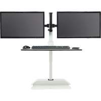 Soar Sit/Stand Electric Desk with Dual Monitor Arm, Desktop Unit, 37-1/4" H x 27-3/4" W x 22" D, White Maritime Industrial Rubber