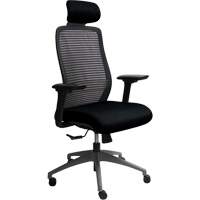 Chaise de bureau ajustable s&eacute;rie Era avec appui-t&ecirc;te, Tissu/Mailles, Noir, Capacit&eacute; 275 lb Maritime Industrial Rubber