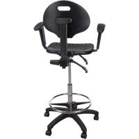 Heavy-Duty Ergonomic Stool with Adjustable Arm Rests & Nylon Stem Casters, Mobile, Adjustable Height, 250 lbs. Capacity Maritime Industrial Rubber