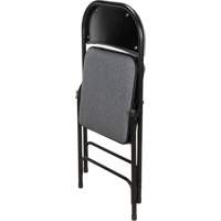 Chaise pliante de luxe en tissu rembourr&eacute;e, Acier, Gris, Capacit&eacute; 300 lb Maritime Industrial Rubber