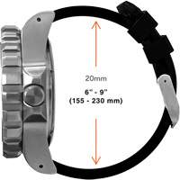 Large Diver's Quartz Watch, Digital, Battery Operated, 41 mm, Black Maritime Industrial Rubber