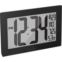 Self-Setting & Self-Adjusting Wall Clock with Stand, Digital, Battery Operated, Black Maritime Industrial Rubber
