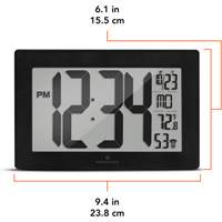 Self-Setting & Self-Adjusting Wall Clock with Stand, Digital, Battery Operated, Black Maritime Industrial Rubber