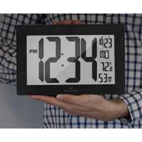 Self-Setting & Self-Adjusting Wall Clock with Stand, Digital, Battery Operated, Black Maritime Industrial Rubber