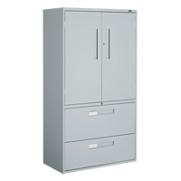 Armoire Multi-Stor, Acier, 3 Tablettes, 65-1/4" h x 36" la x 18" P, Gris Maritime Industrial Rubber
