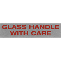 "Glass Handle with Care" Special Handling Labels, 5" L x 2" W, Black on Red Maritime Industrial Rubber
