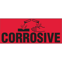 "Corrosive" Special Handling Labels, 5" L x 2" W, Black on Red Maritime Industrial Rubber