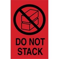 "Do Not Stack" International Shipping Labels, 6" L x 4" W, Black on Red Maritime Industrial Rubber