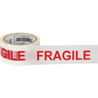 "Fragile" Box Sealing Tape, Hot Melt Adhesive, 2 mils, 48 mm (2") x 100 m (328') Maritime Industrial Rubber