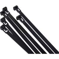 Attache-c&acirc;ble r&eacute;utilisable, Longueur 8", R&eacute;sistance &agrave; la traction 50 lb, Noir Maritime Industrial Rubber