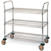 Standard-Duty Utility Carts, Stainless Steel, 18" x 39" x 30", 500 lbs. Capacity Maritime Industrial Rubber