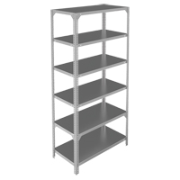 Shelving Unit, Galvanized Steel, Slotted Angle, 300 lbs. Capacity, 48" W x 72" H x 12" D Maritime Industrial Rubber