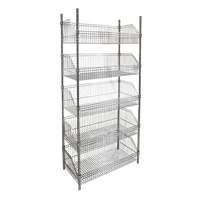 &eacute;tag&egrave;re &agrave; paniers-tablettes en treillis m&eacute;tallique, Tiers 5, 48" la x 74" h x 24" p Maritime Industrial Rubber