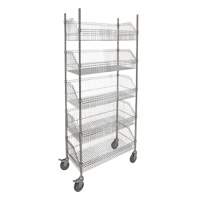 Wire Basket Shelving Cart, 5 Tiers, 48" W x 80" H x 24" D Maritime Industrial Rubber