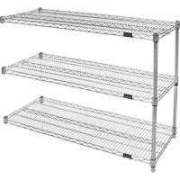 Heavy-Duty Chromate Wire Shelving, Add-On Kit, 3 Tiers, 30" W x 33" H x 18" D Maritime Industrial Rubber