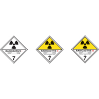 &eacute;tiquettes d'exp&eacute;dition TMD, Classe 7, Radioactif I, Papier Maritime Industrial Rubber