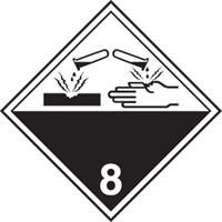 &eacute;tiquettes d'exp&eacute;dition TMD, Classe 8, Corrosifs, Papier Maritime Industrial Rubber