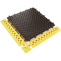 TAPIS MODULAIRE LOK-TYLE 12"X12" JAUNE NOIR, Vinyle, 1' la c, 1' lo, 9/16" &eacute;paisseur, Noir Maritime Industrial Rubber