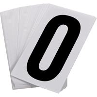 Pressure Sensitive Numbering, 0, 3-1/2" H, Black on White Maritime Industrial Rubber