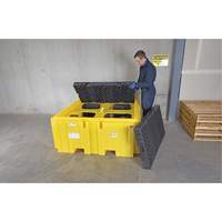 IBC Spill Pallet Plus&reg; With Drain, 365 US gal. Spill Capacity, 62" x 62" x 28" Maritime Industrial Rubber
