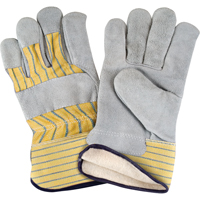 Winter-Lined Fitters Gloves, X-Large, Split Cowhide Palm, Cotton Fleece Inner Lining Maritime Industrial Rubber