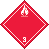 TDG Shipping Labels, Class 3, Flammable Liquids, Vinyl Maritime Industrial Rubber