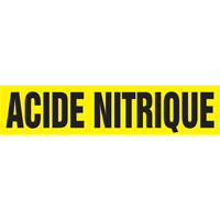 Marqueur de tuyau "Acid Nitrique", Autocollant, 4" h x 24" la, Noir sur jaune Maritime Industrial Rubber