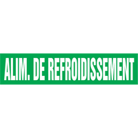 Marqueur de tuyau "Alim. de Refroidissement", Autocollant, 4" h x 24" la, Blanc/vert Maritime Industrial Rubber