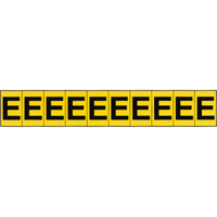 Rep&egrave;res adh&eacute;sifs &agrave; lettres individuelles, E, 1" h, Noir sur jaune Maritime Industrial Rubber