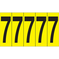 Rep&egrave;res adh&eacute;sifs &agrave; chiffres individuels, 7, 3-7/8" h, Noir sur jaune Maritime Industrial Rubber