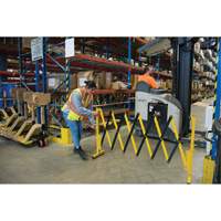 Expandable Barrier, 37" H x 11' L, Black/Yellow Maritime Industrial Rubber